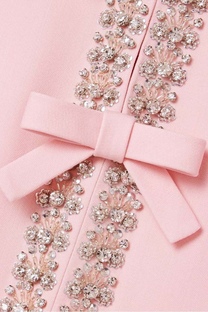 Vestido midi con nudo y detalles de cristal