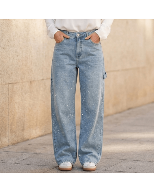 Valeria | Vaqueros anchos con detalles brillantes - Camila Fashions