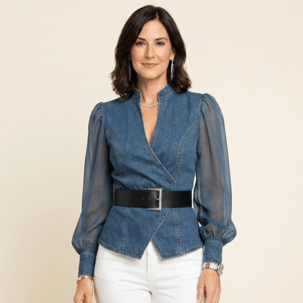 Alexia | Top vaquero con mangas ligeras de chiffon