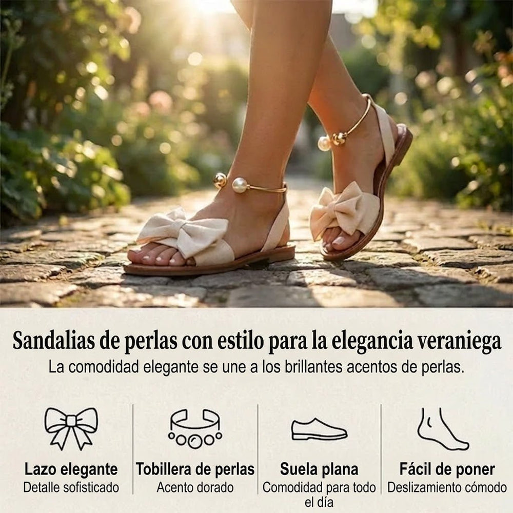 Liora - Sandalias de tiras elegantes con detalle de perla
