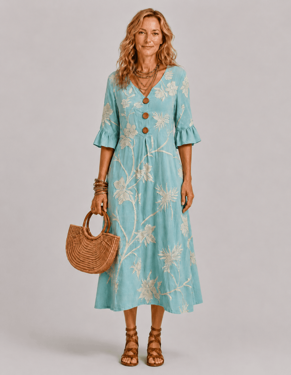 Casual women’s dress with a floral print