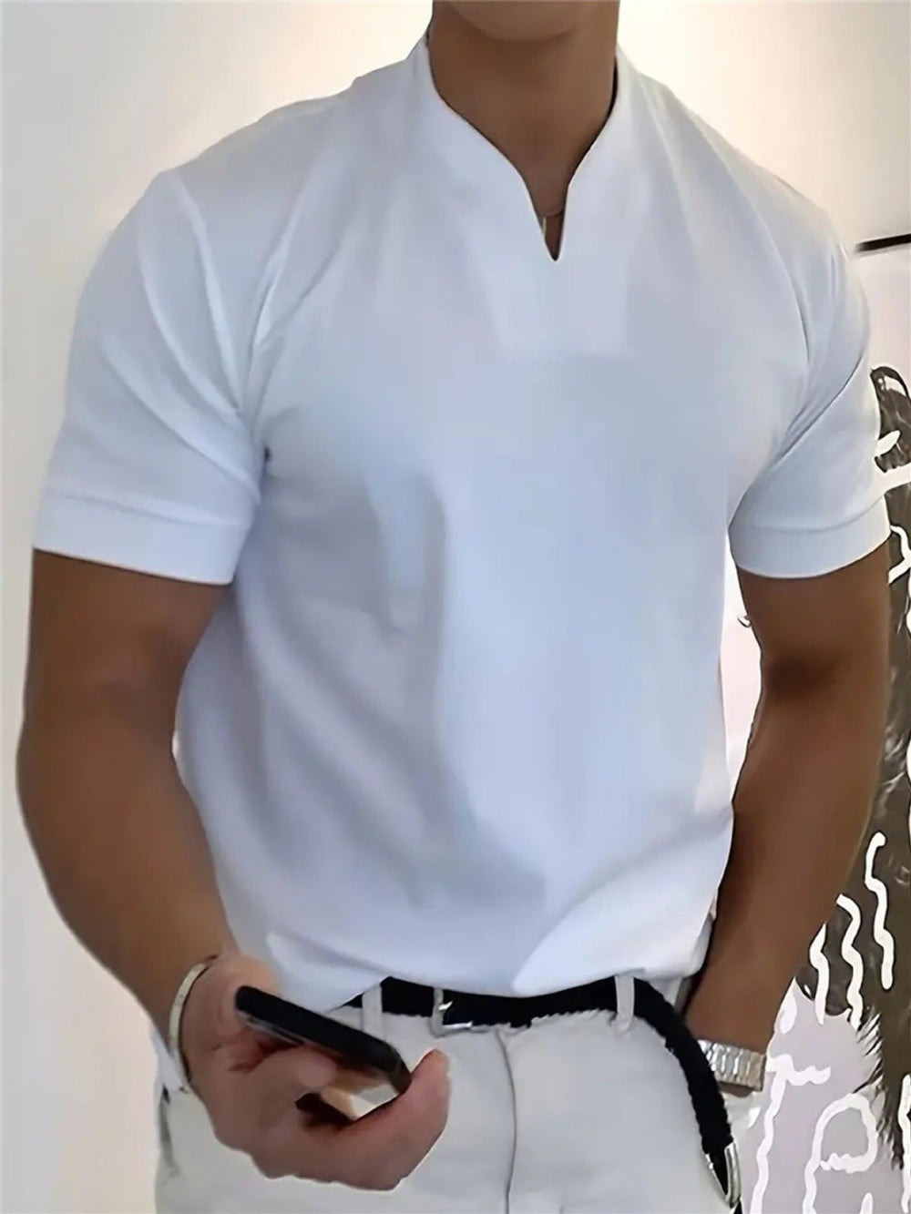 Pablo - Camiseta con cuello en V transpirable y corte clásico