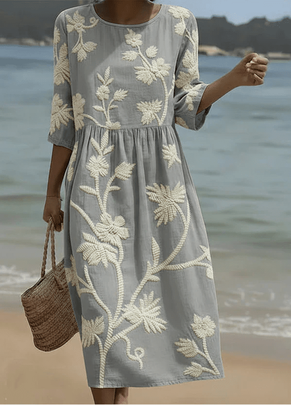 Lucia | Vestido midi con estampado floral y vegetal