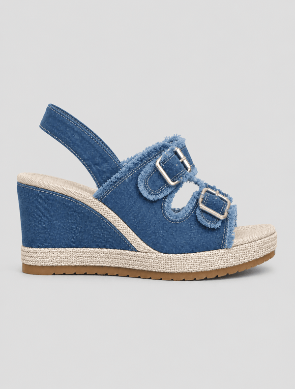 Zafira - Sandalias de cuña con hebillas y diseño vaquero