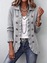 Eloísa | Giacca in Maglia Grigio Melange con Rouches