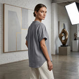 Celia - Blusa lisa de manga corta y corte holgado