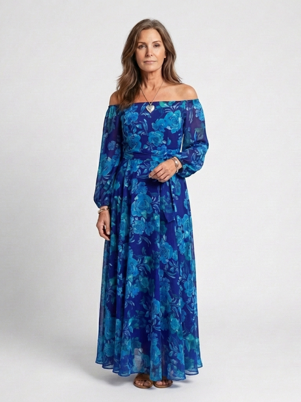 Aspen | Abito Maxi Floreale a Spalle Scoperte