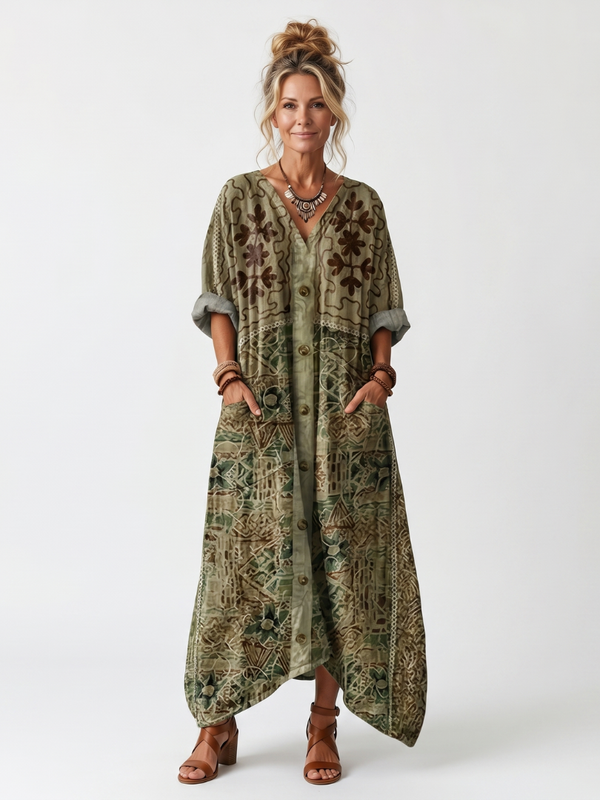 Aleta | Oversized Midi Dress with Buttons and Pockets