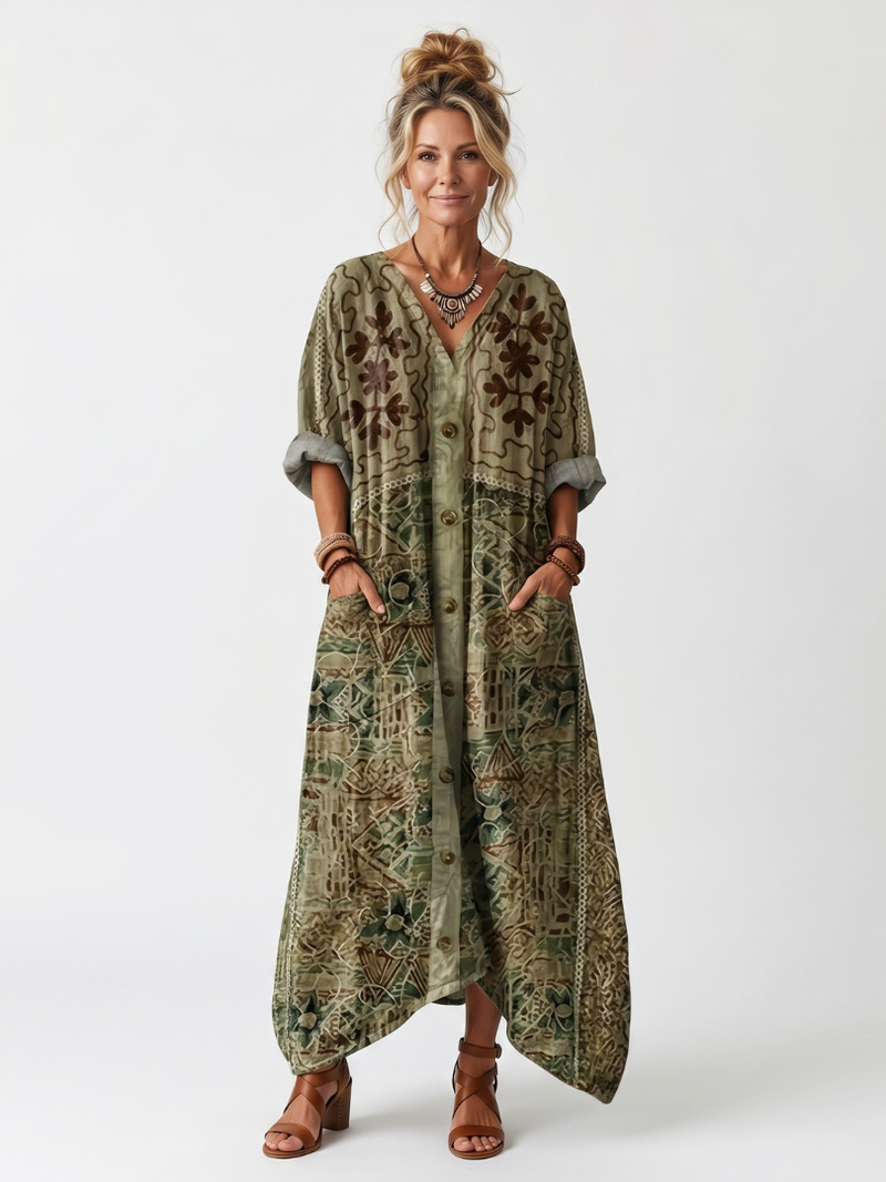 Aleta | Oversized Midi Dress with Buttons and Pockets