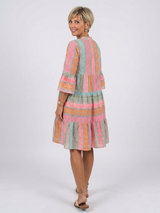 Maelle | Geometric Print V Neck Tiered Knee Length Dress
