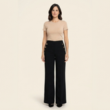 Mónica- Pantalón elástico de tiro alto y botones dorados