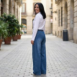 Marta | Vaqueros con cintura con cordón y pierna ancha