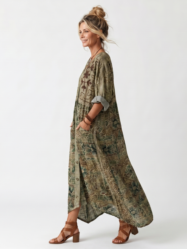 Aleta | Oversized Midi Dress with Buttons and Pockets