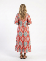 ZARIA | PAISLEY PRINT V NECK SHORT SLEEVE MIDI DRESS