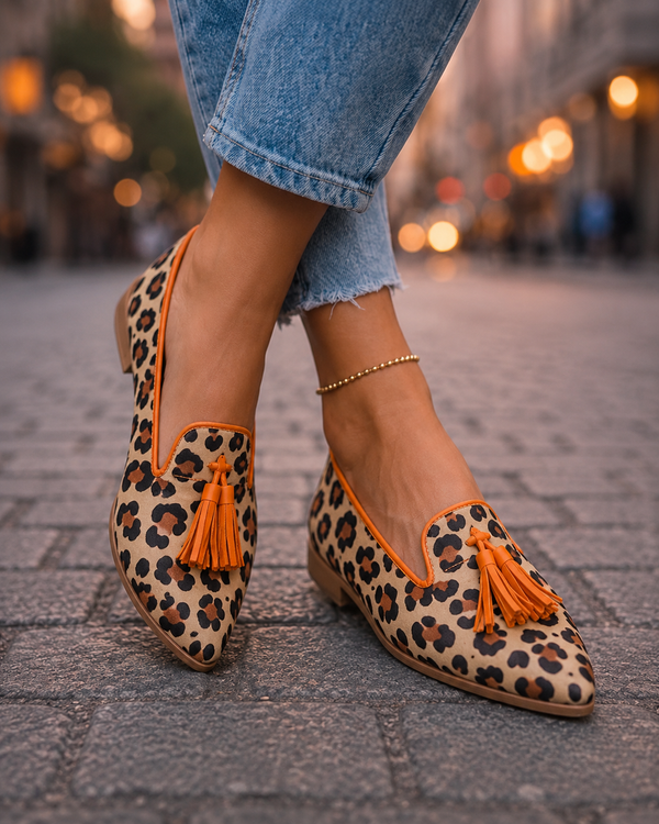 Nerina | Mocassini Leopardati con Nappine