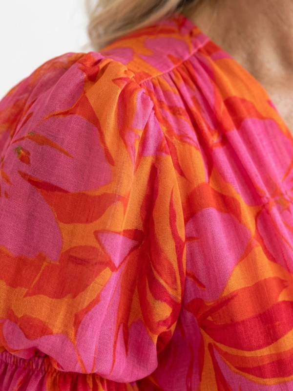 Willow | Abito Midi Floreale Scollo a V con Maniche a Sbuffo