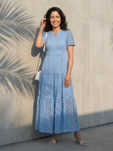 Brielle | V Neck Short Sleeve Tiered Midi Dress