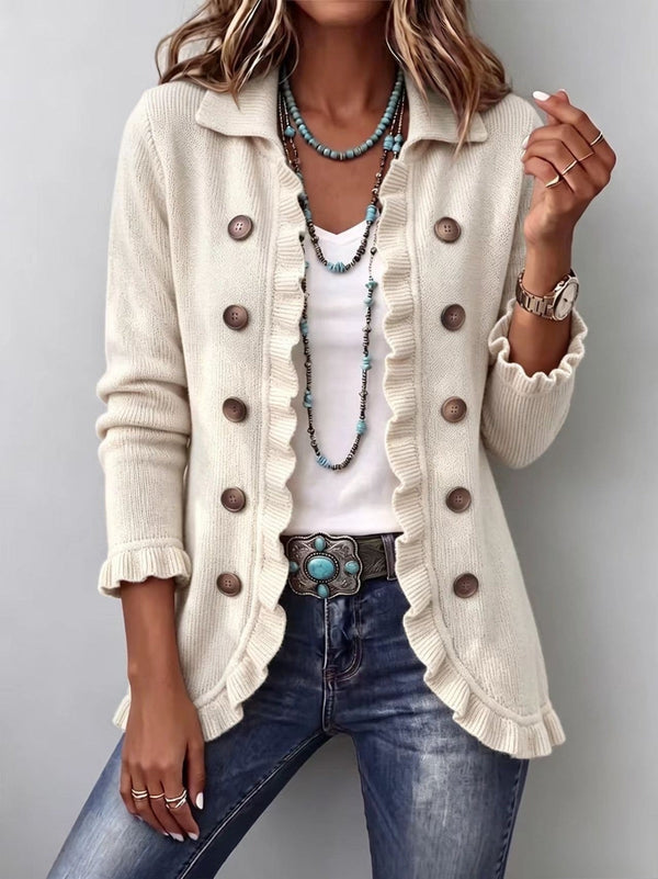 Adelina | Giacca in Maglia Avorio con Rouches