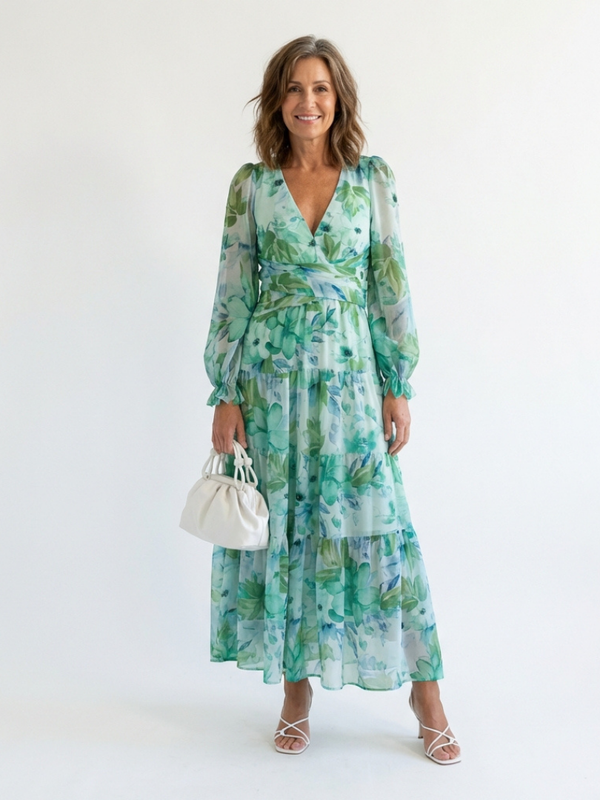 Althea | Abito Maxi Floreale a Manica Lunga