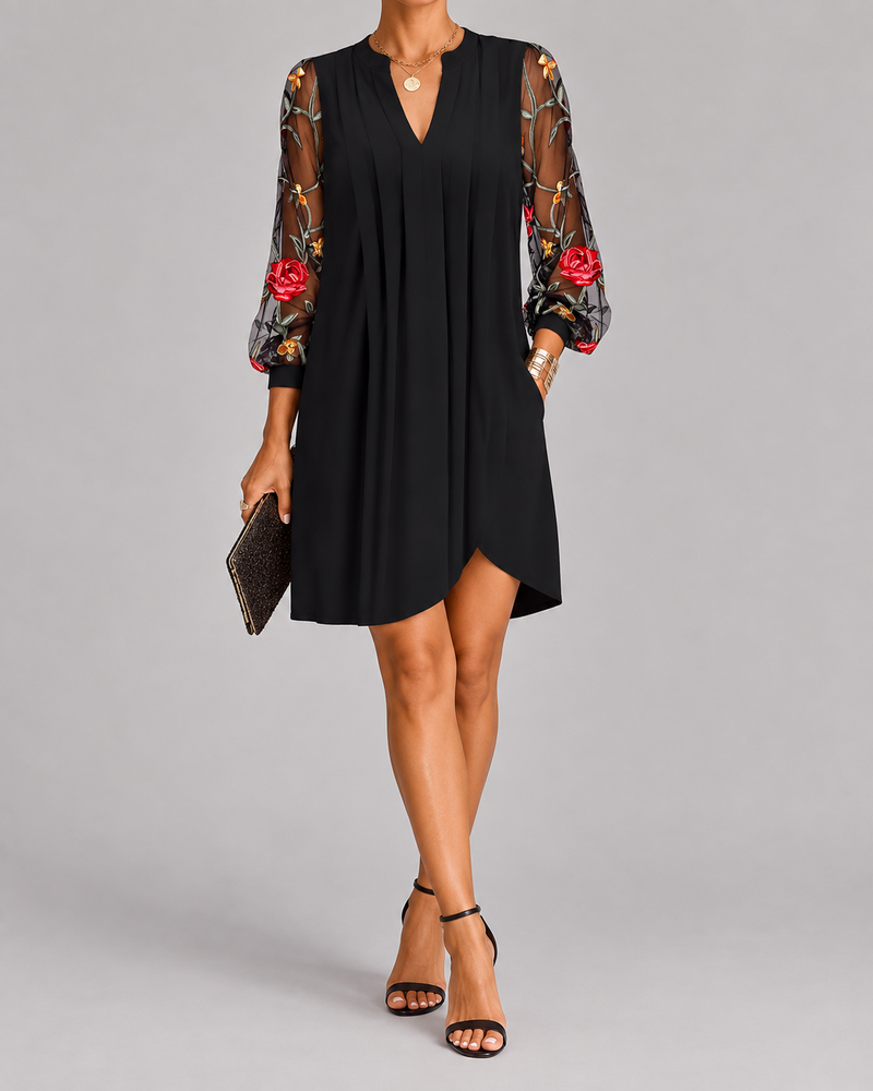 Camille | Abito Elegante con Maniche Floreali