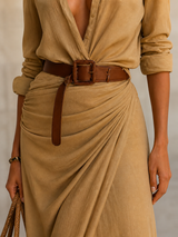 La Rochelle Dress | Belted Maxi with Relaxed Drape