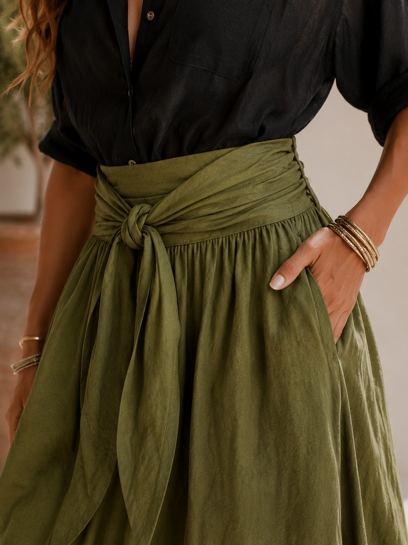 Palermo Set | Flowing Shirt & Tie-Waist Maxi Skirt