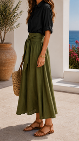 Palermo Set | Flowing Shirt & Tie-Waist Maxi Skirt