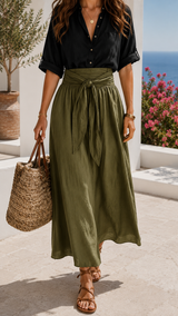 Palermo Set | Flowing Shirt & Tie-Waist Maxi Skirt