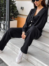 Amelia - Conjunto de cárdigan y pantalón de punto