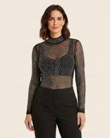 Nerea - Elegante top ajustado con detalles de pedrería