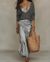 Anaïs | Elegant Satin Midi Dress