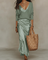Anaïs | Elegant Satin Midi Dress