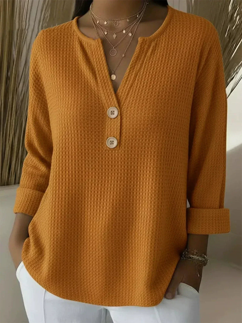 Lucía | Top Henley in Waffle con Bottoni