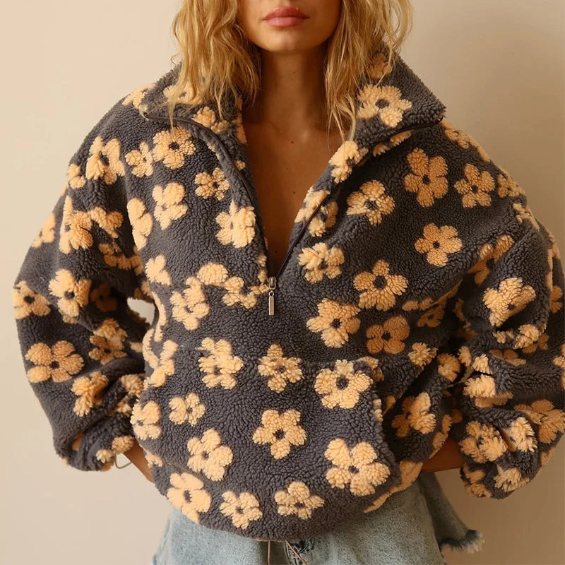Lidia - Sudadera polar con estampado floral