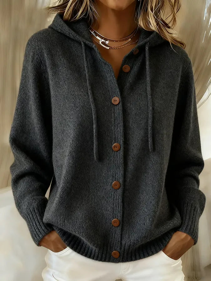 Begoña | Cardigan con Cappuccio e Bottoni