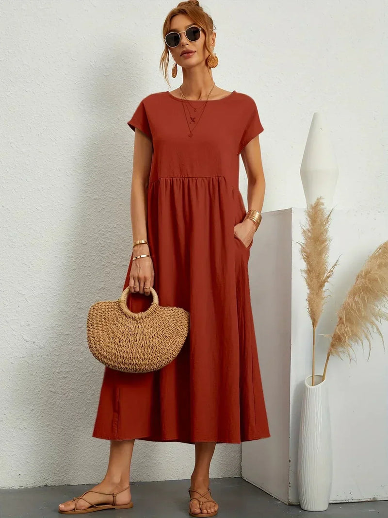 Gabrielle™ — Flowy Midi Dress, Timeless Elegance