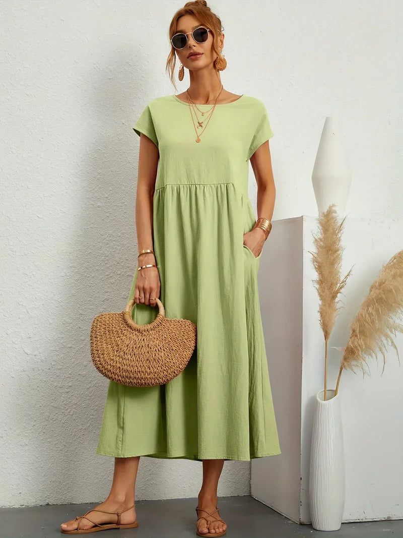 Gabrielle™ — Flowy Midi Dress, Timeless Elegance