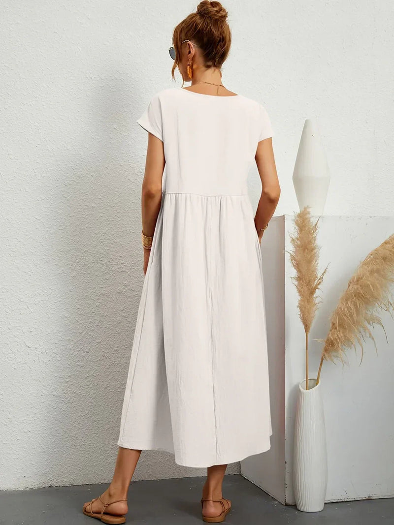 Gabrielle™ — Flowy Midi Dress, Timeless Elegance