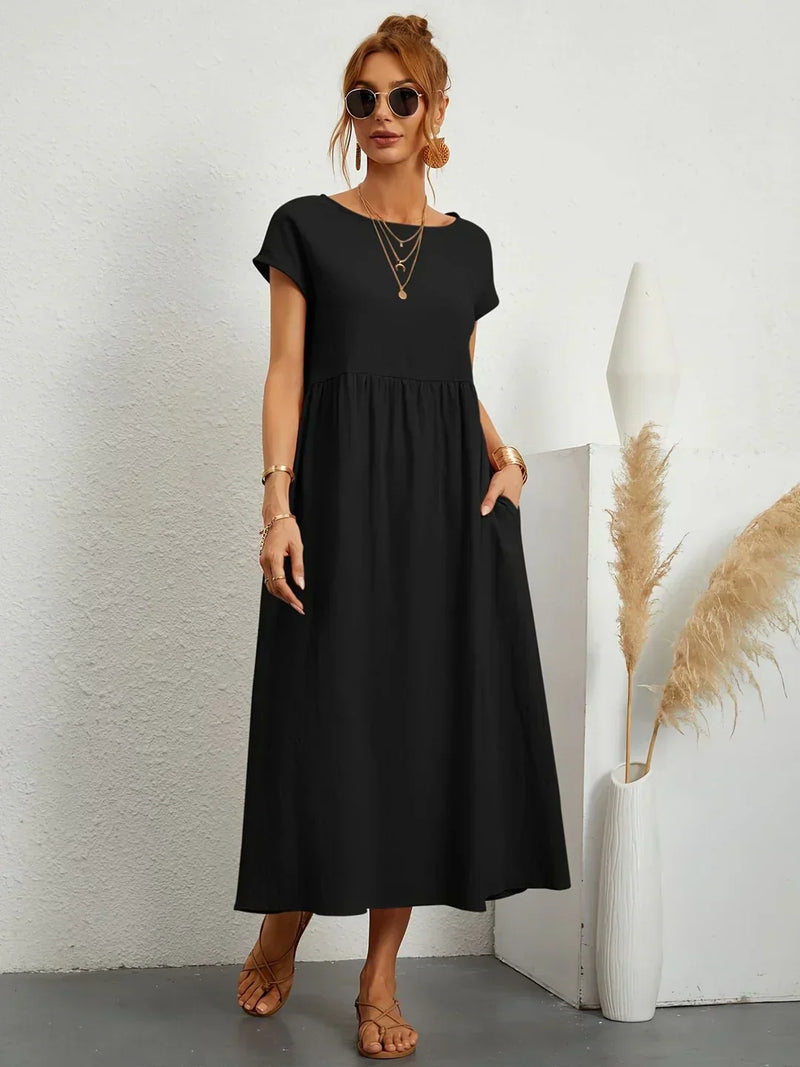 Gabrielle™ — Flowy Midi Dress, Timeless Elegance