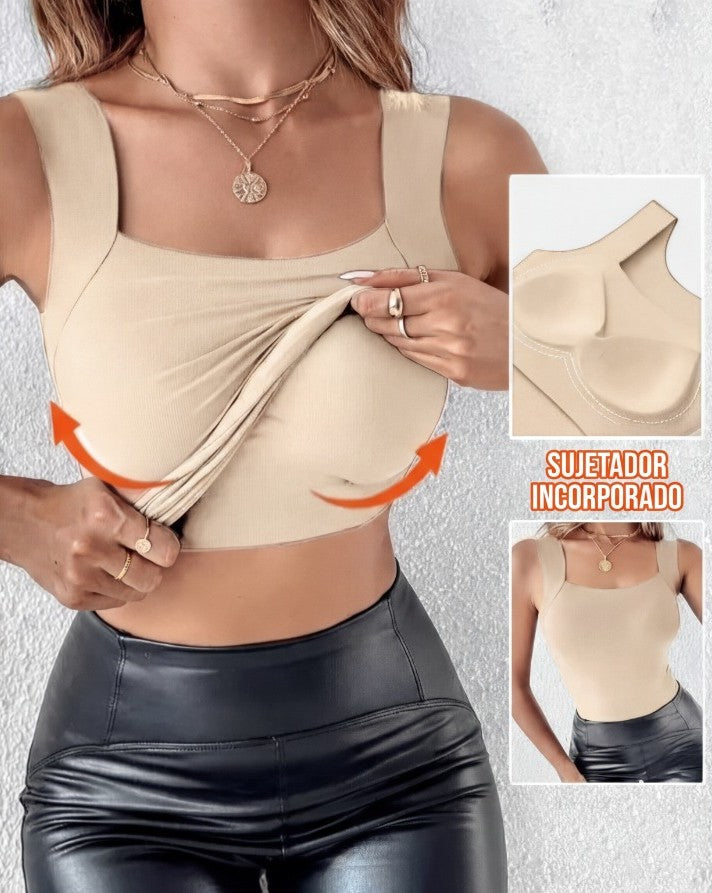 Luna – Top térmico con sujetador integrado y cuello en U