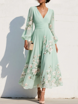 Cisella | Abito midi verde chiaro floreale