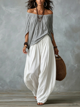 Luna | An off-the-shoulder top and flowing trousers