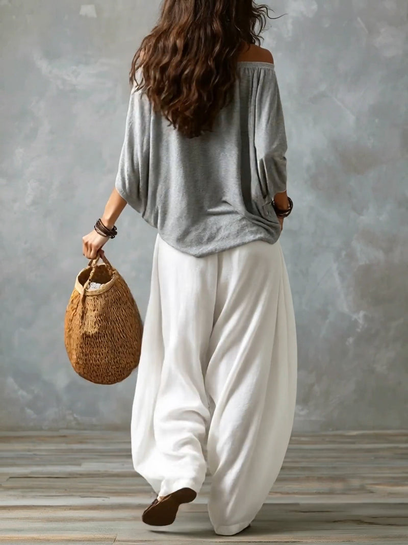 Luna | An off-the-shoulder top and flowing trousers