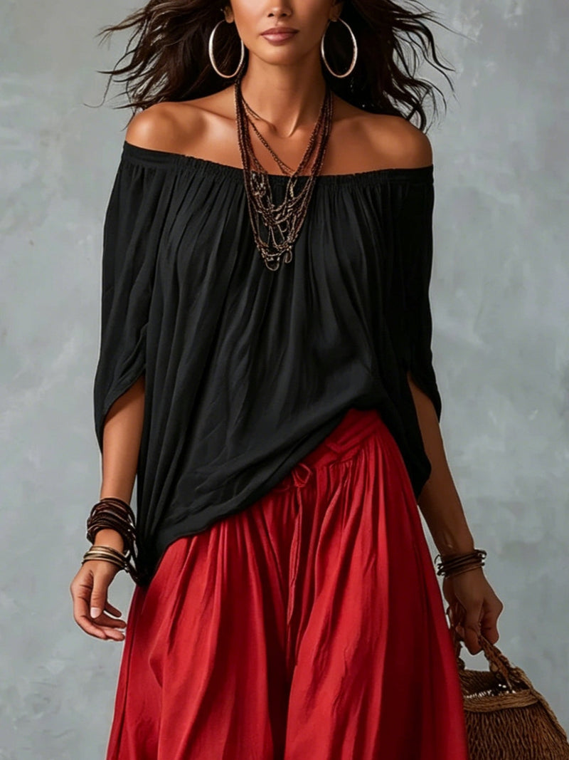 Luna | An off-the-shoulder top and flowing trousers