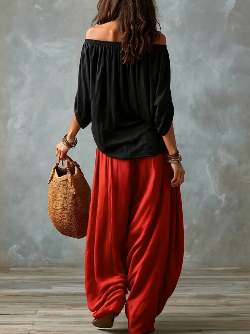 Luna | An off-the-shoulder top and flowing trousers