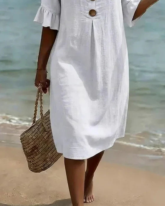 Vanesa™ | Robe Texturée Avec Manches Bouffantes et Boutons