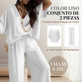 Mónica - Conjunto casual holgado de color liso