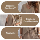 Mónica - Conjunto casual holgado de color liso