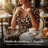 Lara - Mono de leopardo con escote en V y pierna ancha
