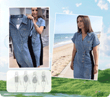 Miranda - El vestido efecto estilizador: patchwork denim con paneles laterales